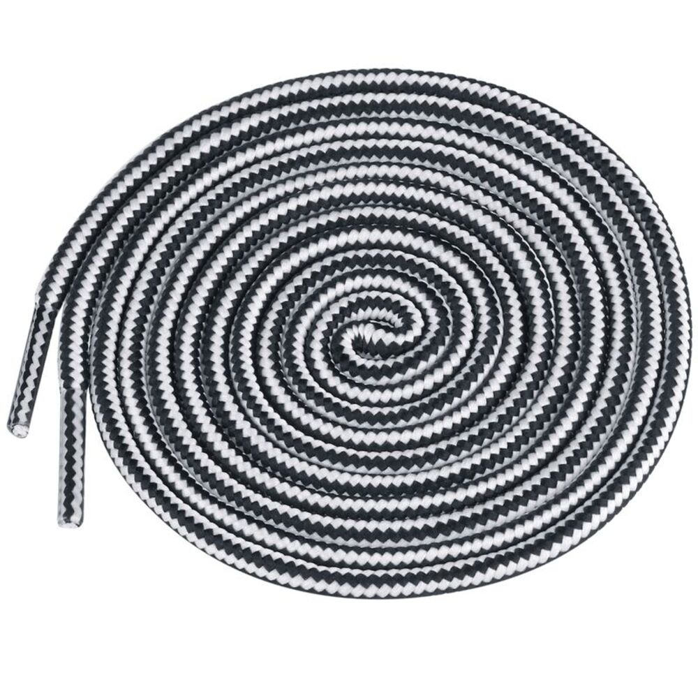 Round Shoe Lace Dual Colored Striped Shoestrings 1 Pair White Black